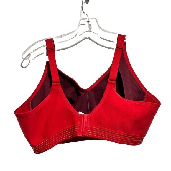 NWT Cacique Women's Bra Red 44C Floral Full-Coverage Lace Trim Wire-Free - Picture 2 of 9